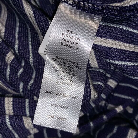 NWOT Navy Striped Jersey Knit Wrap Maxi Dress Medium - Picture 16 of 16